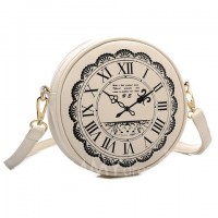 Fashion Women's Crossbody Bag With Clock Print and PU Leather Design